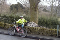 Jo with donkeys in Millers Dale