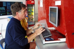 A visit to the internet café to send e-mails