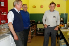 Lew, Ray and Roger in the kitchen - Welsh Bicknor Youth Hostel