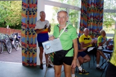 One of the older riders (74) with his 100-mile certificate