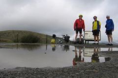 Roger, Bob and Mark at the summit of the highest surfaced road in Wales