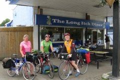 Sheila, Bob and Denis ready to leave the Long Itch Diner