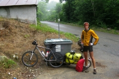 Bart a Dutch, European traveller on his way up the Col de Port