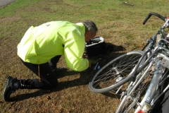 George fixing a puncture in Bradgate Park