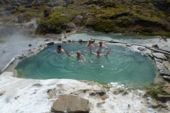 Peter and Bob in natural hot bathing pool, Hveravellir