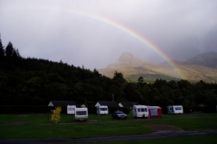 Invercoe campsite and The Pap of Glencoe