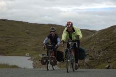 Carole and Bob climbing out of Voe