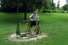 Exercise machine beside riverside walk, Dijon