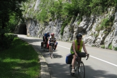 Mike, Denis and Ann climbing to the top of La Loue Valley