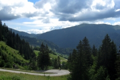 Agui du Midi and Mont Blanc from le Col des Aravis
