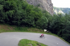Sheila on a hairpin near Bourg St.Maurice