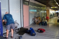 Getting the bikes ready for flying at Nice Airport