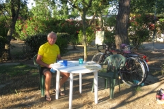 Lew at breakfast in Torreilles
