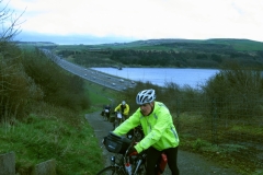 Climbing away from Scammonden Water