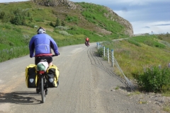 Tony and Bob riding along the south side of  Þingvallavatn