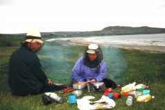 Wild camping - the only sort available on the island - with midge protection